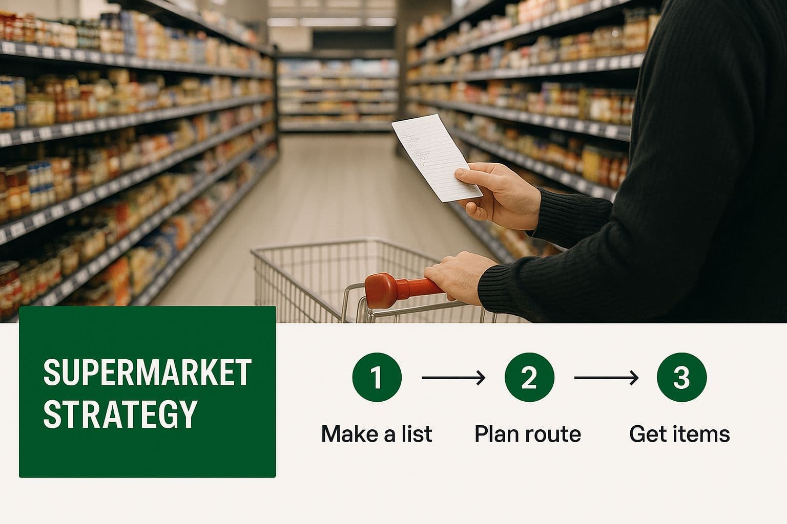 Infographic about healthy meal plans with grocery list