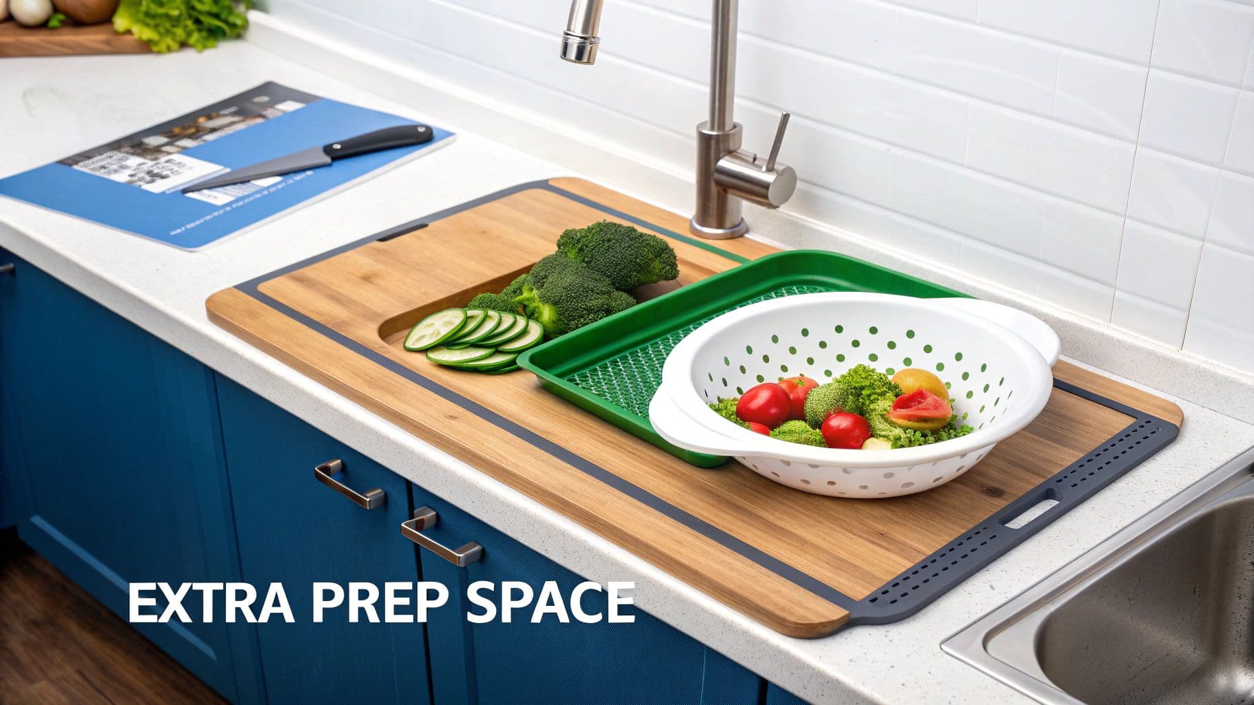 Over-the-Sink Cutting Board and Colander System