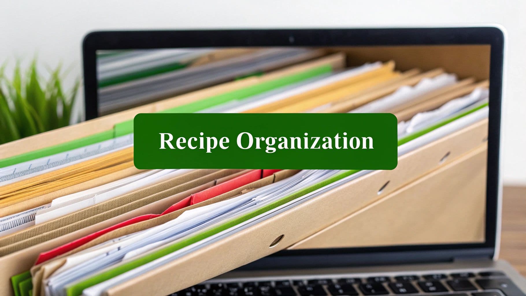 A woman happily cooking in her kitchen, surrounded by fresh ingredients and using a tablet.