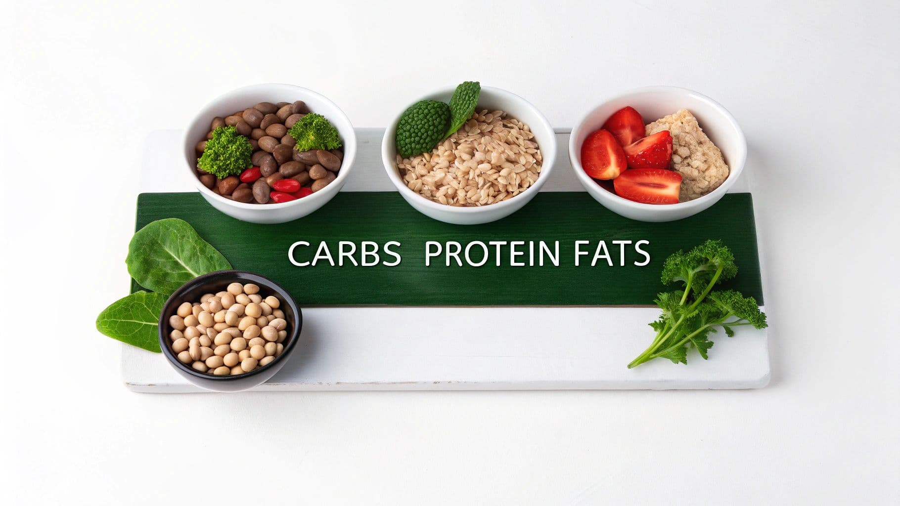 A vibrant assortment of macronutrient sources, including whole grains, lean proteins, and healthy fats.