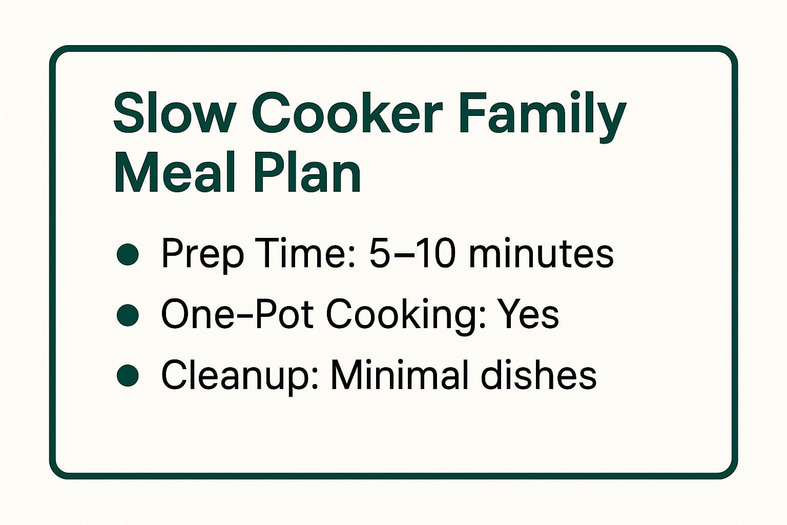 Infographic showing key data about Slow Cooker Family Meal Plan