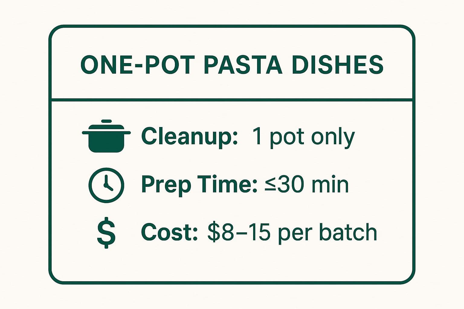 Infographic showing key data about One-Pot Pasta Dishes: The Ultimate Weeknight Hero