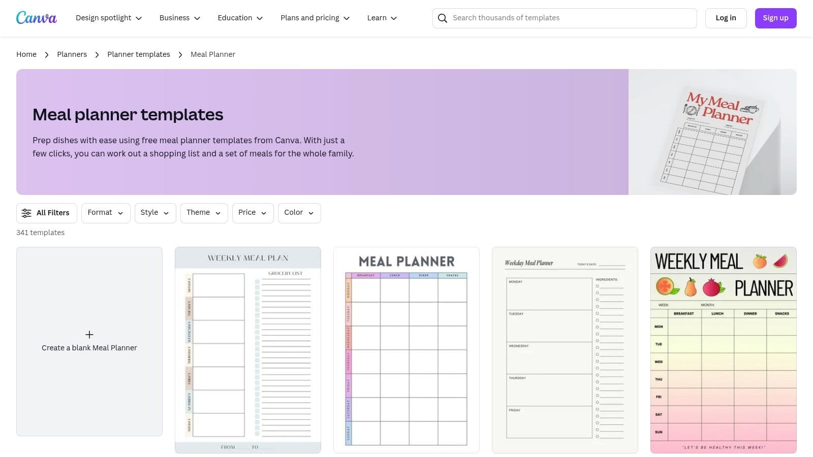 Canva Meal Planner Templates